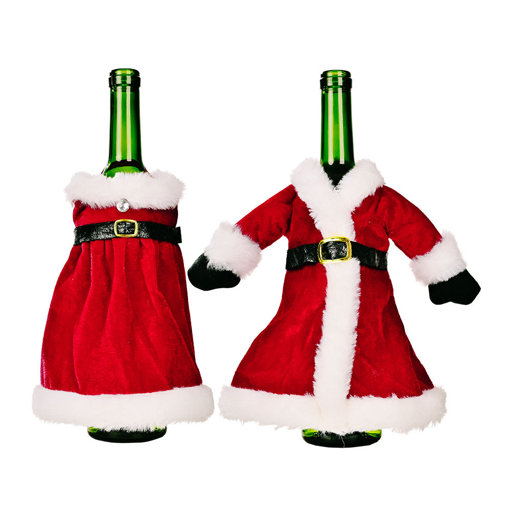 Wholesale Christmas Fabric Skirt Dress Wine Bottle Cover