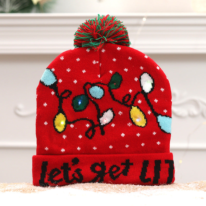 Wholesale Colorful Luminous Knitted Hat Christmas Warm Beanie