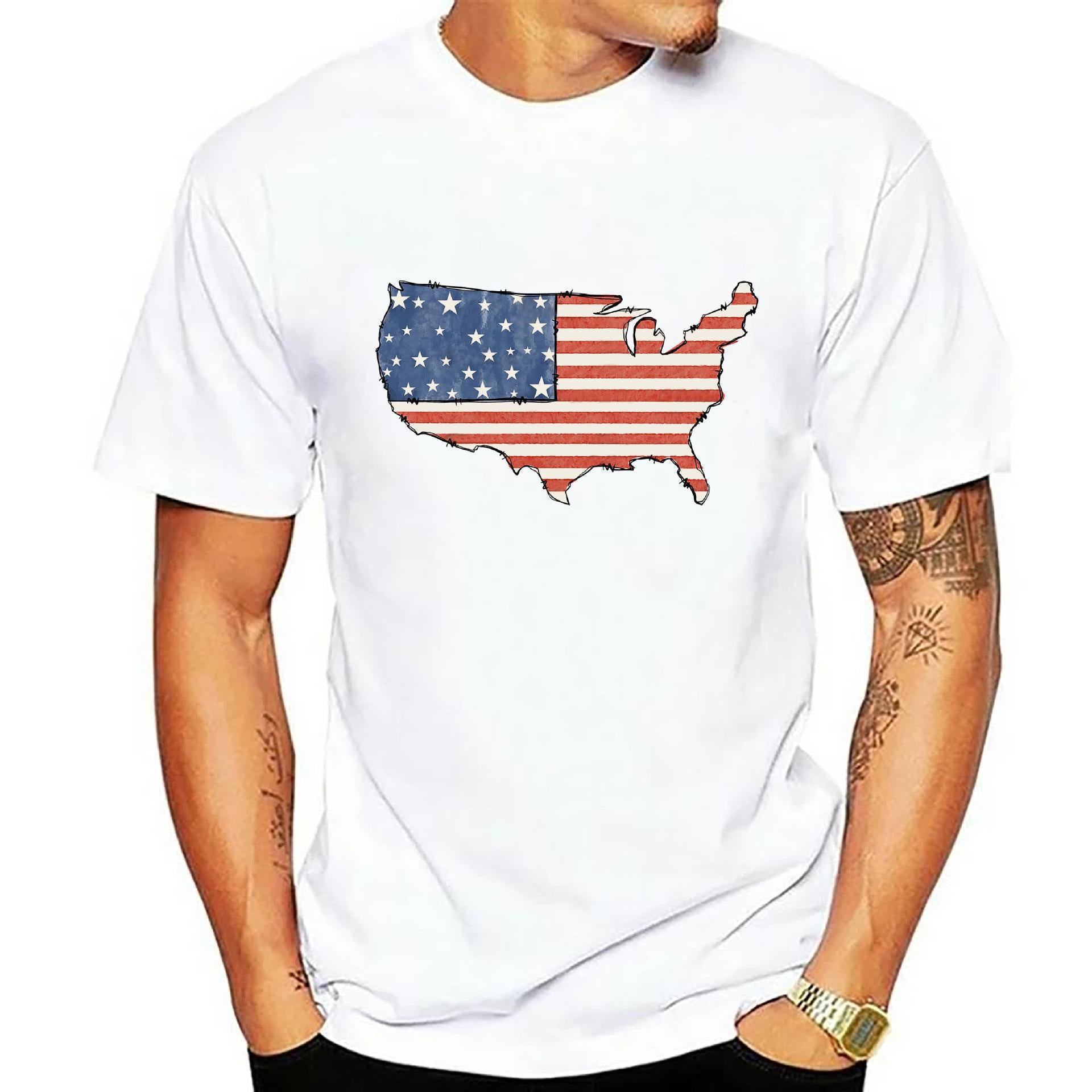 Wholesale American Independence Day 3D Digital Printing T-Shirts for Men