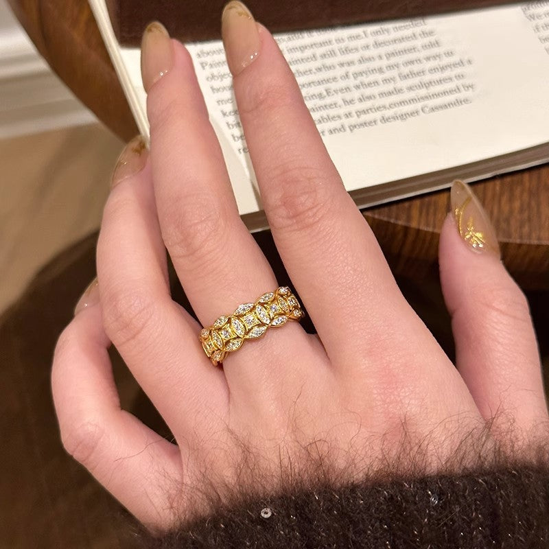 Wholesale Five Emperors Money Sand Gold Sparkling Diamond Wealth Ring