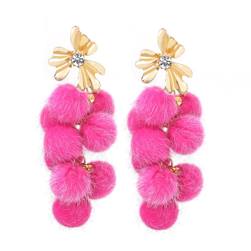 Wholesale Plush Long Tassel Earrings