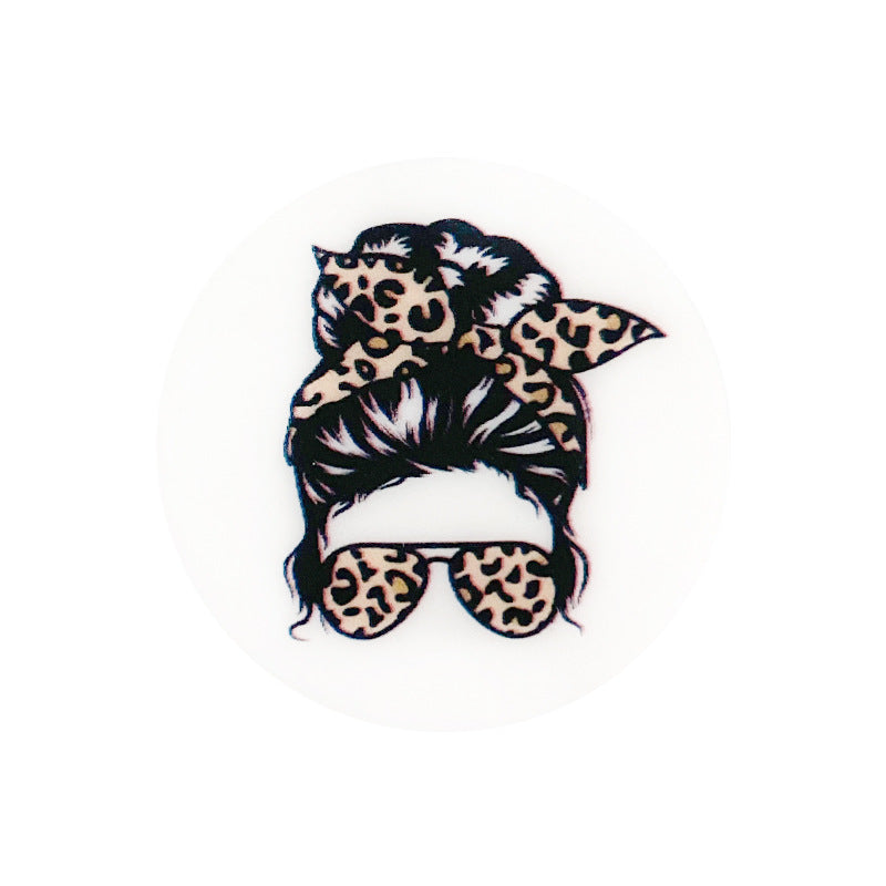 Wholesale 10pcs Colorful cartoon circular print  Focal Beads