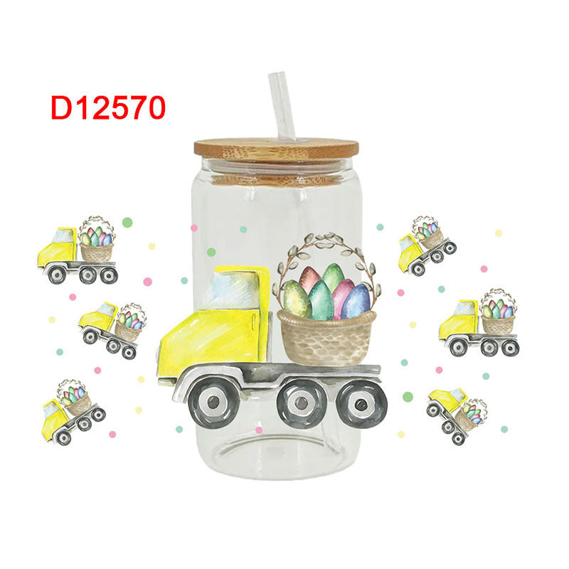 Wholesale Colorful Rabbit Easter  16oz Cup UV DTF Wraps