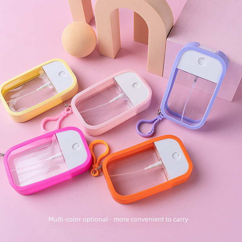 Wholesale 50ml Portable Travel Press silicone hook alcohol Toner hydrating portable perfume sub-packaging empty bottle card spray bottle