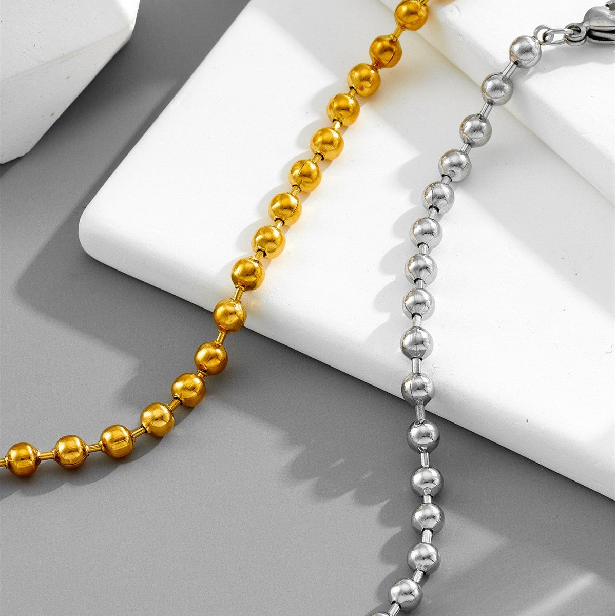 Wholesale  titanium steel  18K round beads Gold Plated Bracelet