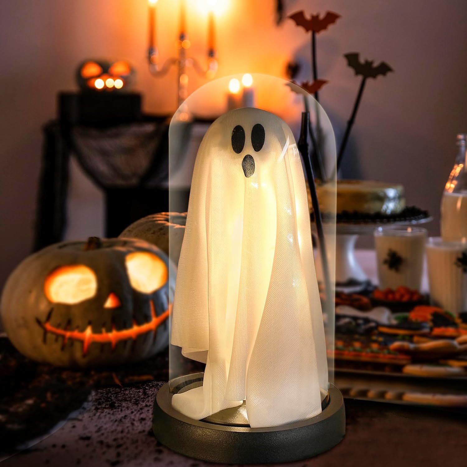Wholesale Halloween Decoration Glowing Ghost in Glass Clock