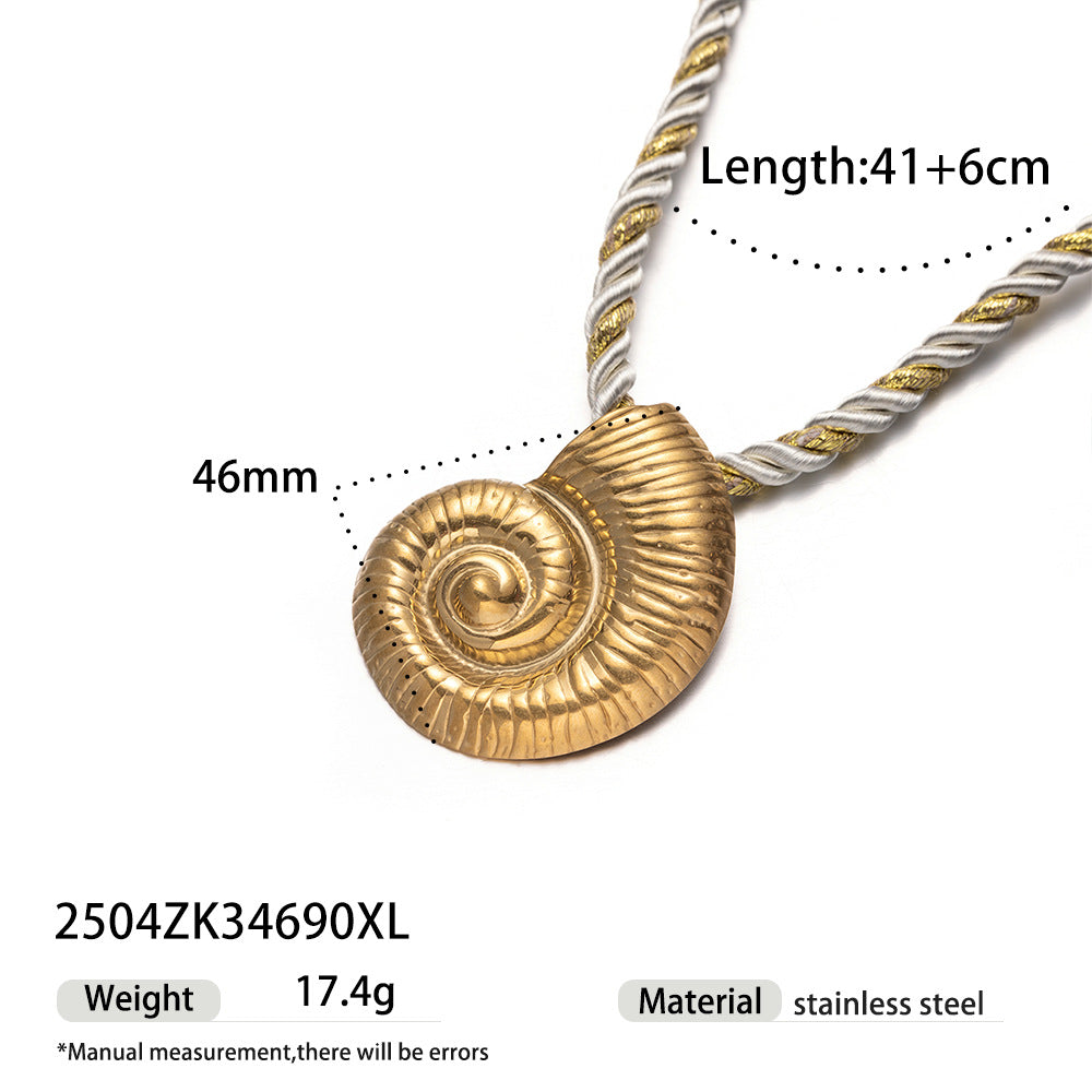 Wholesale Tyna European and American Light Luxury 18K Gold Stainless Steel Conch Sea Star Sun Thick Rope Necklace All-match Cross-border Trendy Jewelry