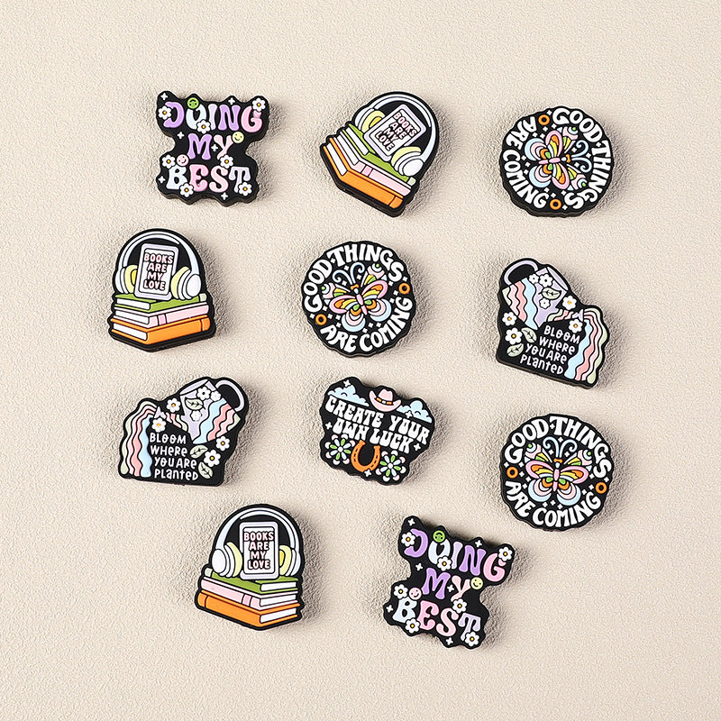 Wholesale 20pcs English Children's Cartoon Letter Glue Silicone Beads