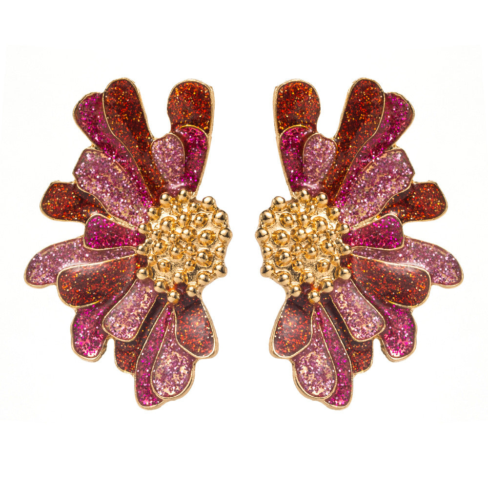 Wholesale Retro Fashion Alloy Oil Drop Flower Earrings Explosions Light Luxury Carnival All-match Elegant Earrings