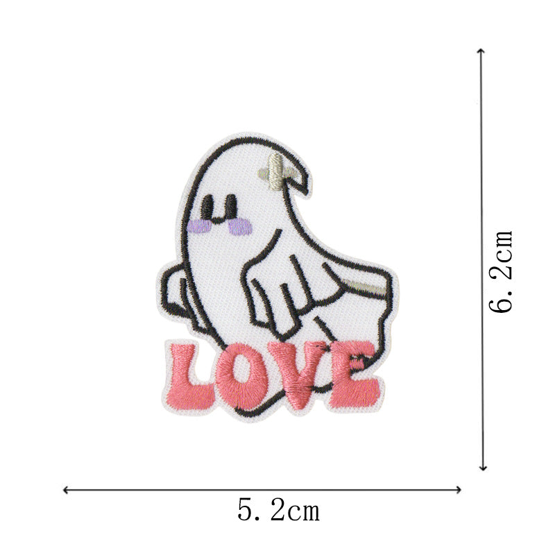 Wholesale new small ghost magic embroidery stickers cartoon cloth stickers handbook mobile phone Halloween decoration stickers DIY embroidery