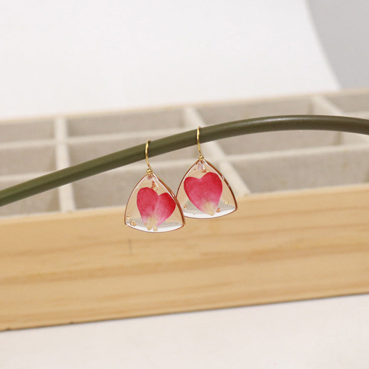 Wholesale 6pcs Geometric Colorful Dried Flower Earrings