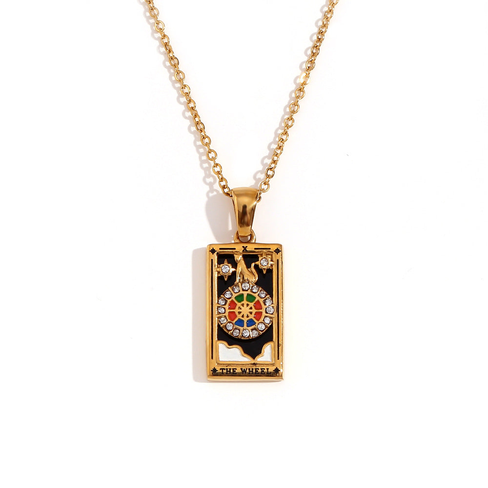 Wholesale Gold and silver Tarot card Stainless Steel Necklace