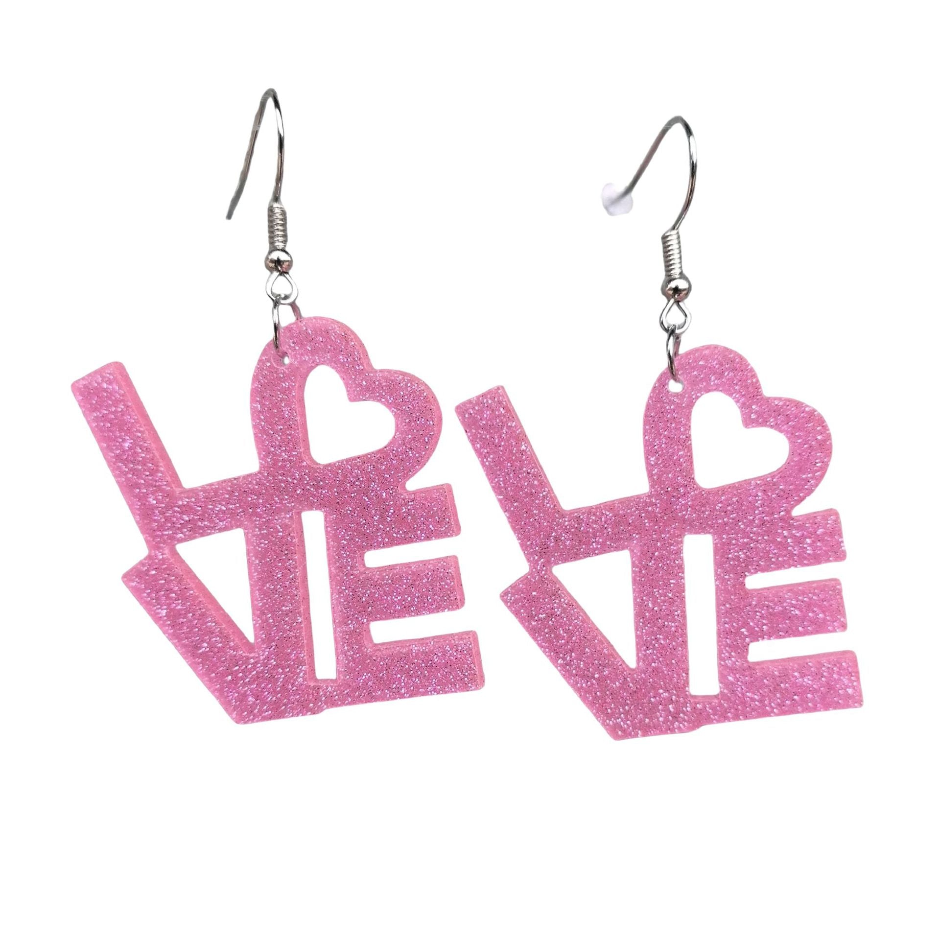 Wholesale Valentine' s Day series pink red sequin love acrylic earrings