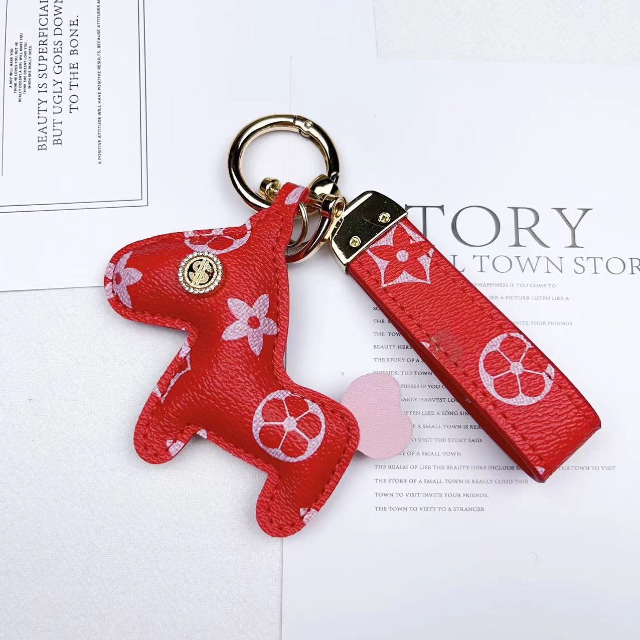 Wholesale USD Horse PU Leather Creative Car Pendant Pattern Pony Keychains