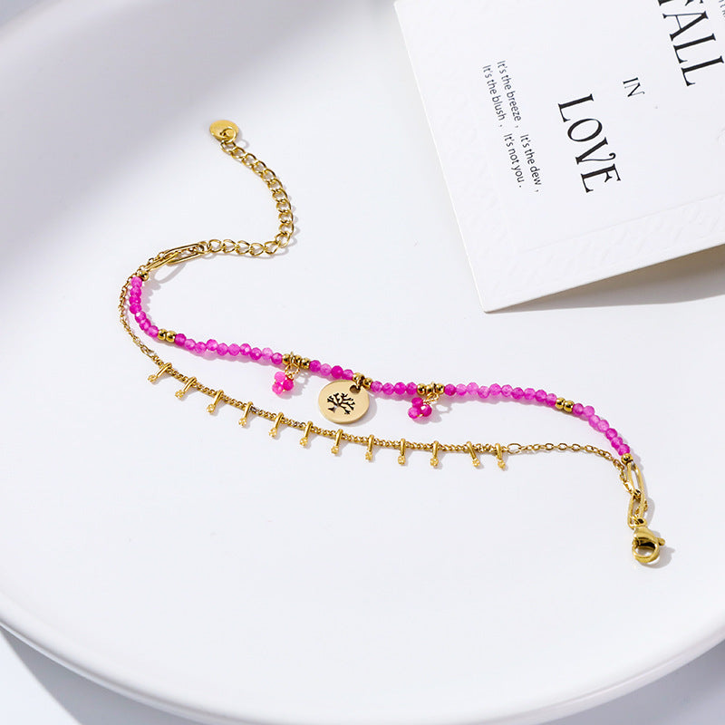 Wholesale Gold Plated Stainless Steel Freshwater Natural Stone Bracelet