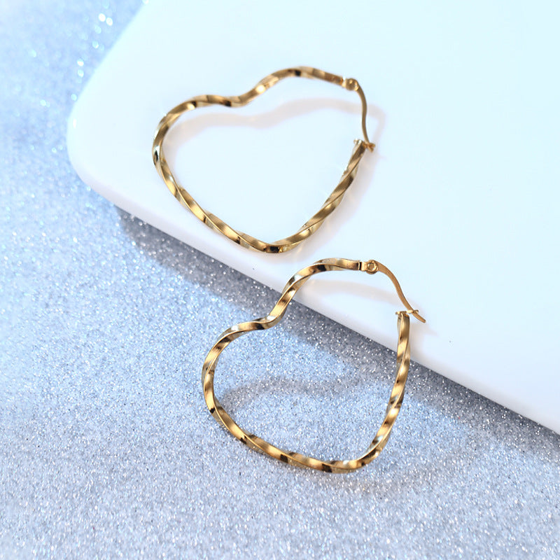 Wholesale Cute Heart Twist Twisted Stainless Steel Earrings