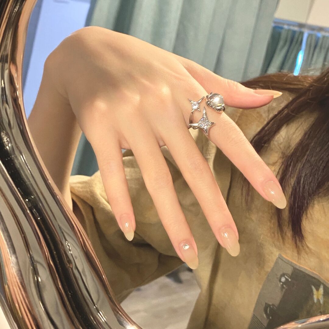 Wholesale Silver Inlaid Moonstone Geometric Open Ring