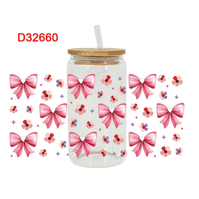 Wholesale colorful bow 16oz Cup UV DTF Wraps