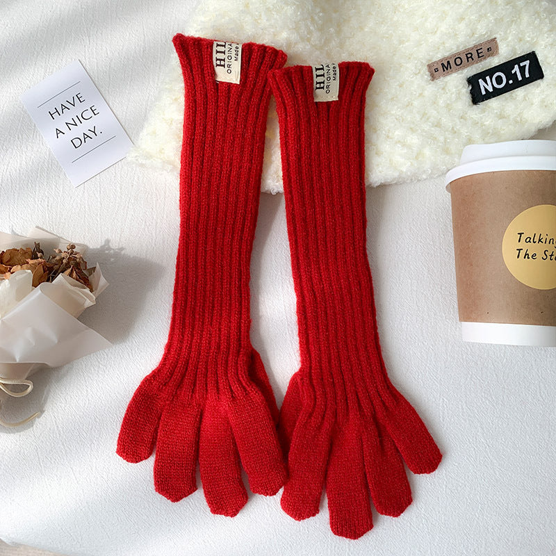 Wholesale Long Knitted Wool Cute Finger Touch Screen Gloves