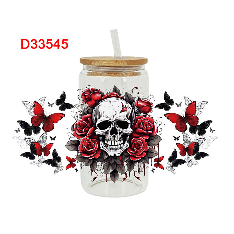 Wholesale Skull cup 16oz Cup UV DTF Wraps