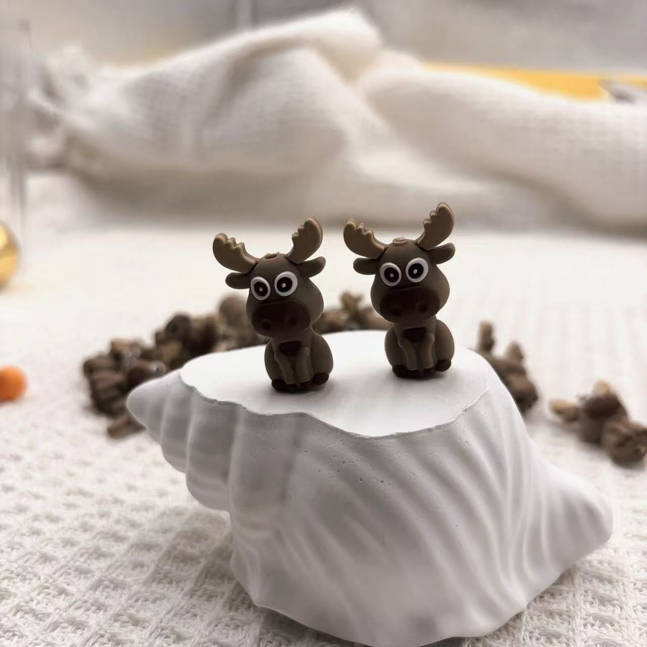 Wholesale New Silicone Creative Beads Cartoon Deer Silicone Beads 10pcs/pack