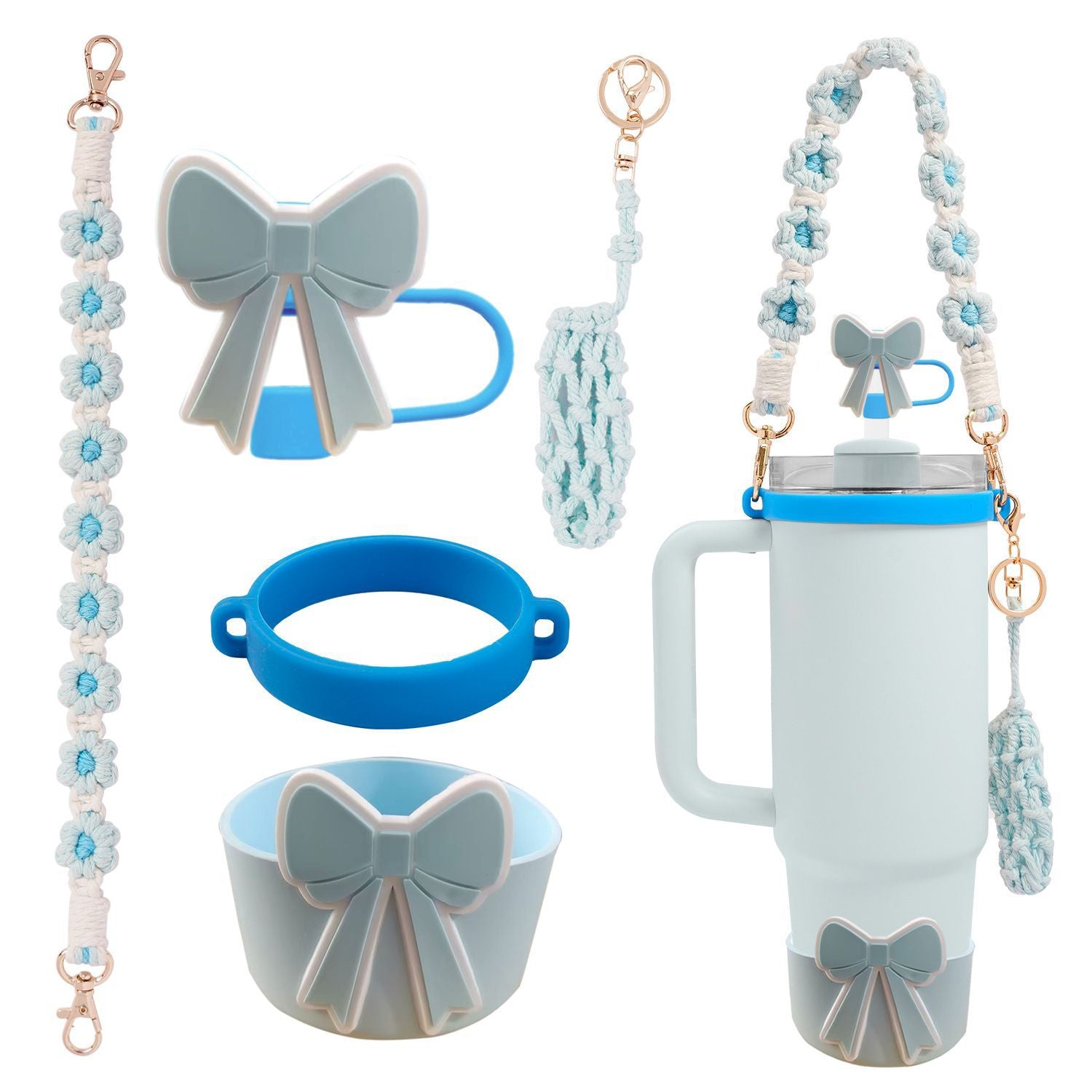 Wholesale Cup cover straw cap keychain plush elf cup accessories