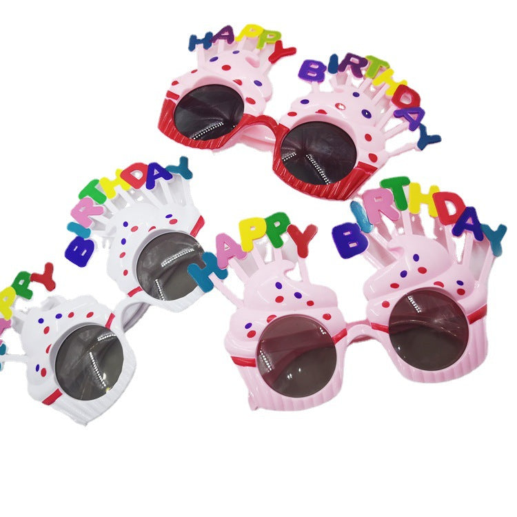 Wholesale Cake, White, Pink, Large Red Border, Decorative Plastic Birthday Glasses