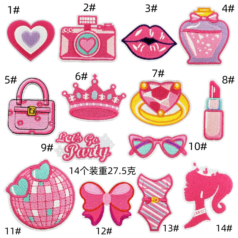 Wholesale Cartoon Princess Pink Cloth Patch Badge Fashion DIY Decorative Accessory For Clothing Bags Gifts Resale
