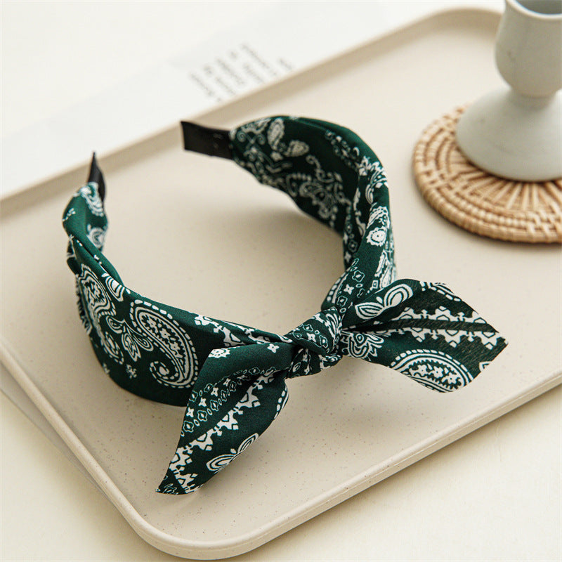 Wholesale Hairband Winter Cashew Flower Rabbit Ears Wide Headband