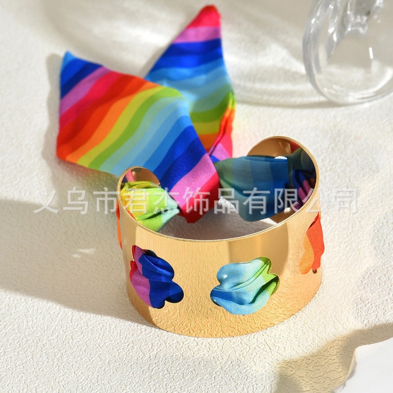 Wholesale Rainbow f heart metal irregular bracelet
