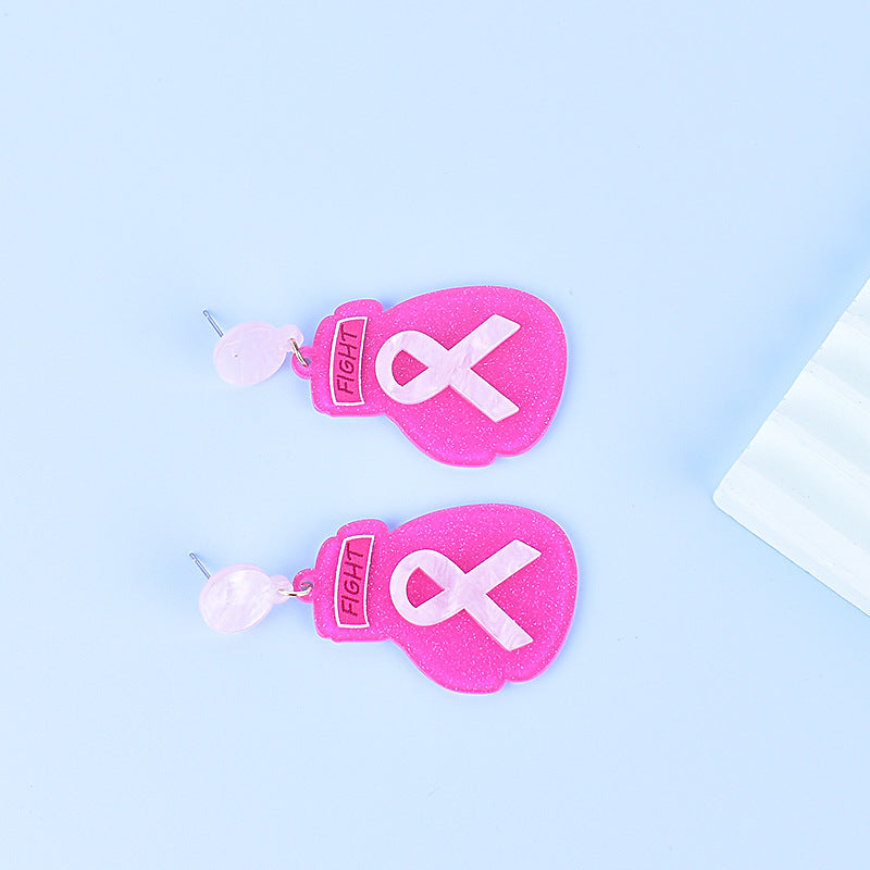Wholesale Breast Cancer Awareness Pink Acrylic Earrings