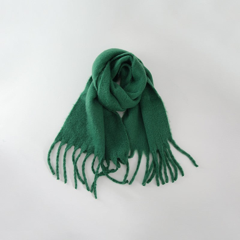 Wholesale Autumn and Winter Thickened Warm Thick Fringed Soft and Waxy Versatile Solid Color Imitation Cashmere Scarf