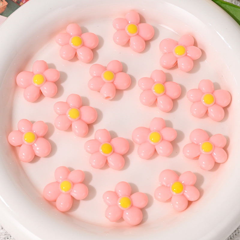 Wholesale 5pcs/pack Colorful Small Flowers with Holes Beads