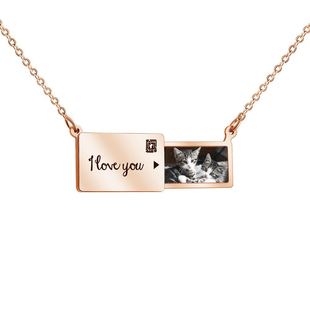 Wholesale Photo Envelopes English Collarbone Stainless Steel Necklace