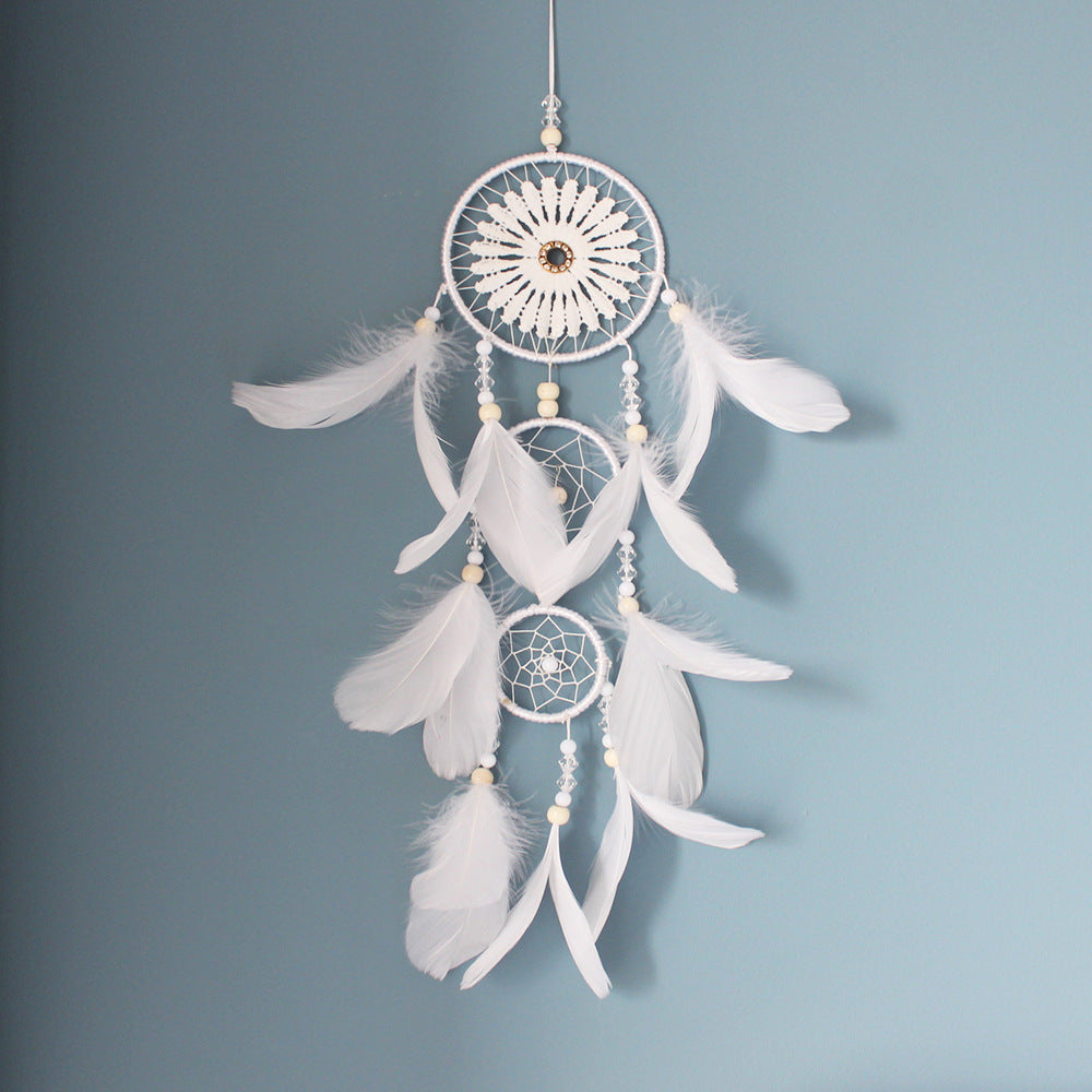 Wholesale White and Black Minimalist Feather Dream Catcher Decorations
