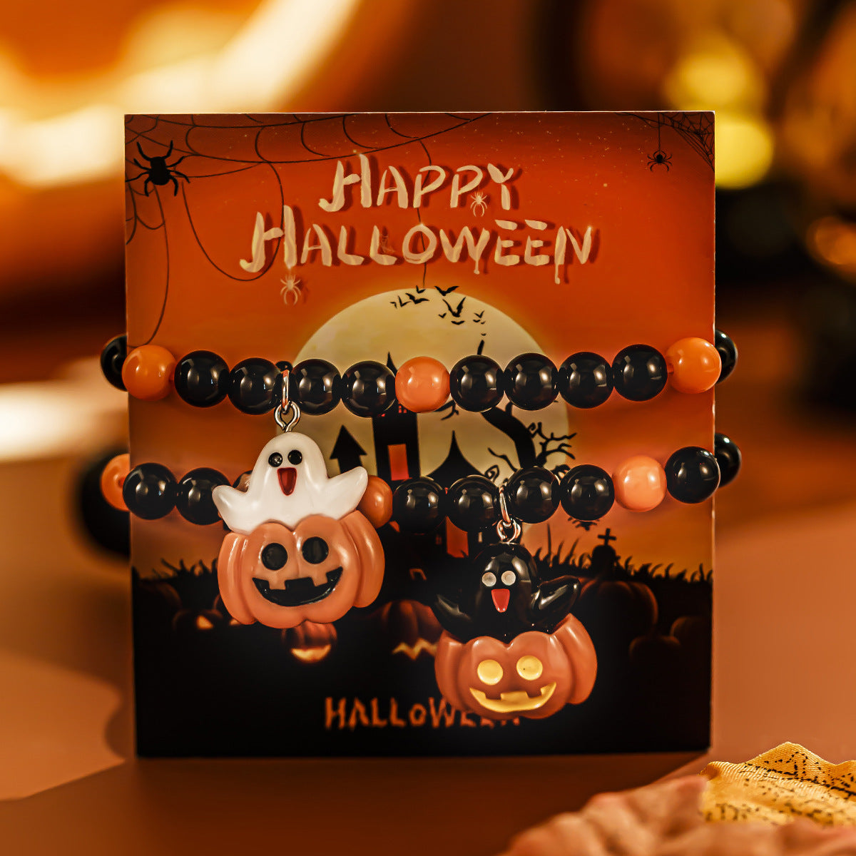 Wholesale Halloween Ghost Pumpkin Ghost Witch Multi-layered Clay Bracelet
