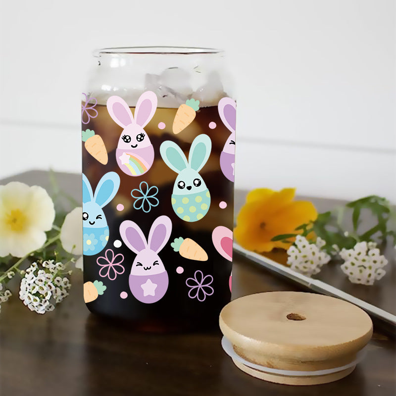 Wholesale Colorful Rabbit Pattern Egg Easter 16oz Cup UV DTF Wraps