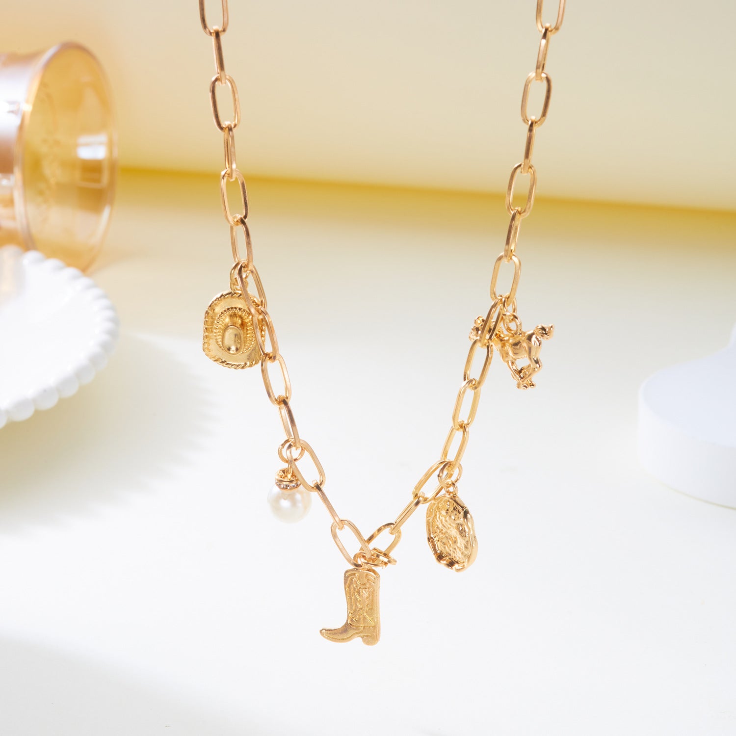 Wholesale Western-style cowboy hat  boots  horse  pearl necklace