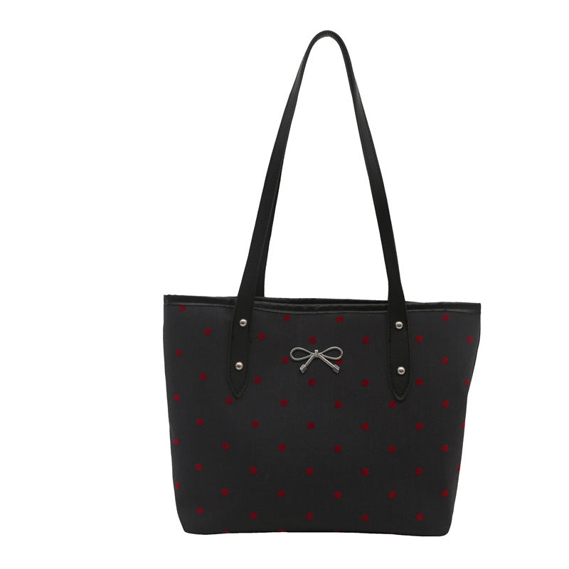 Wholesale Polka Dot Printed Bow Tote Bag Trendy Large Capacity Casual Shoulder
