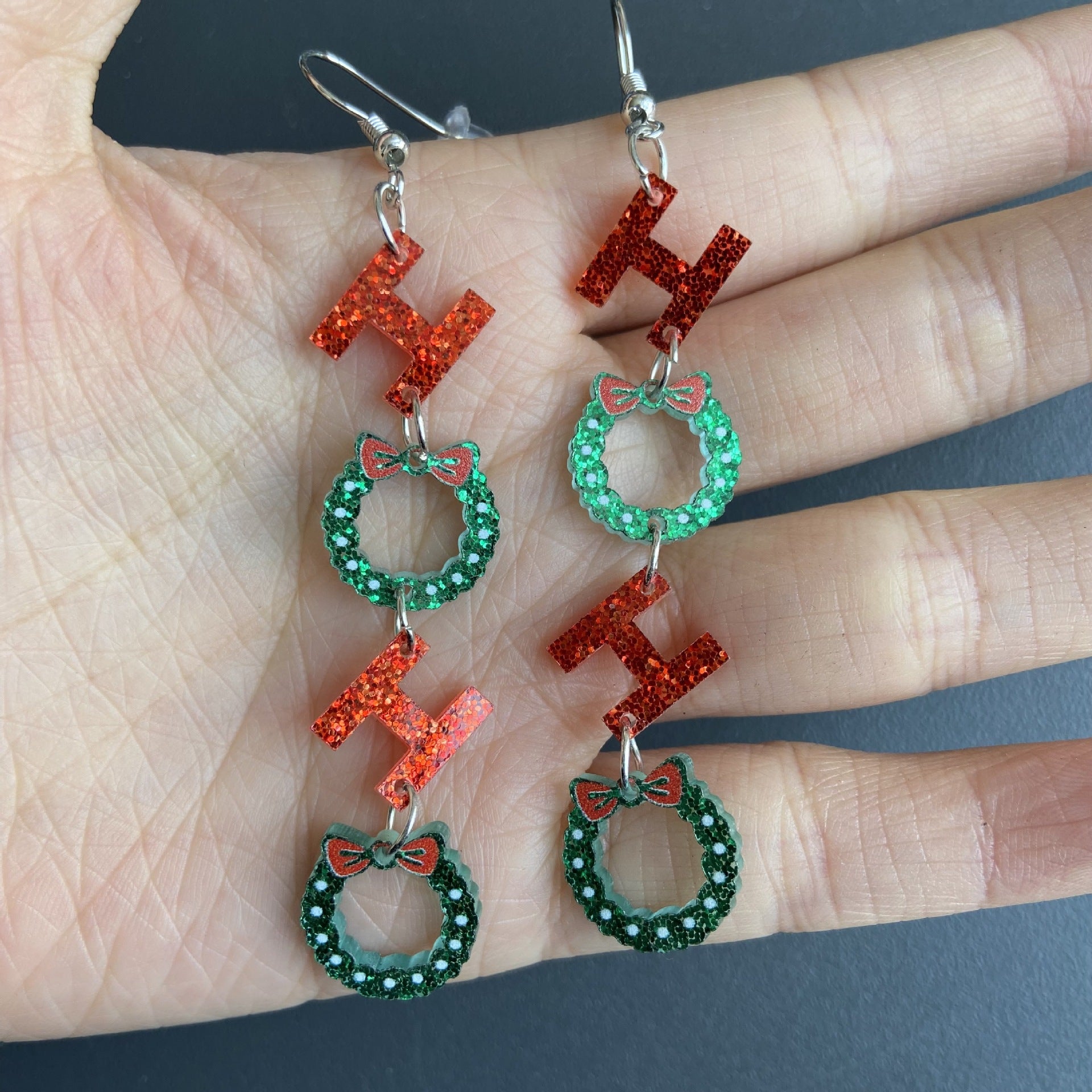 Wholesale Handmade Acrylic Christmas Stud Earrings Snowflake Tree Cookie Characters Party Jewelry Accessory
