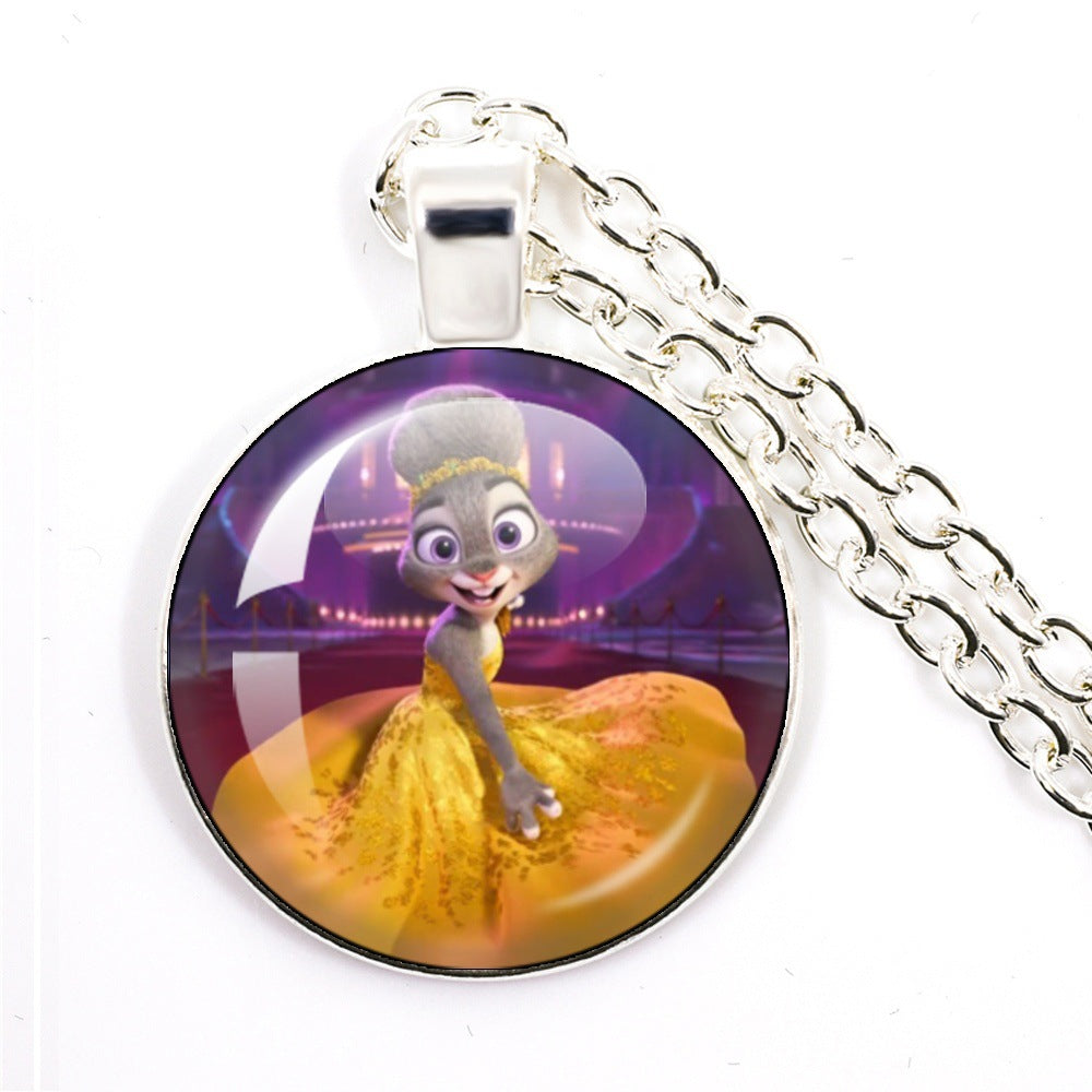 Wholesale Cartoon Cute Animal Time Gem Round Necklace  OLY Exclusive