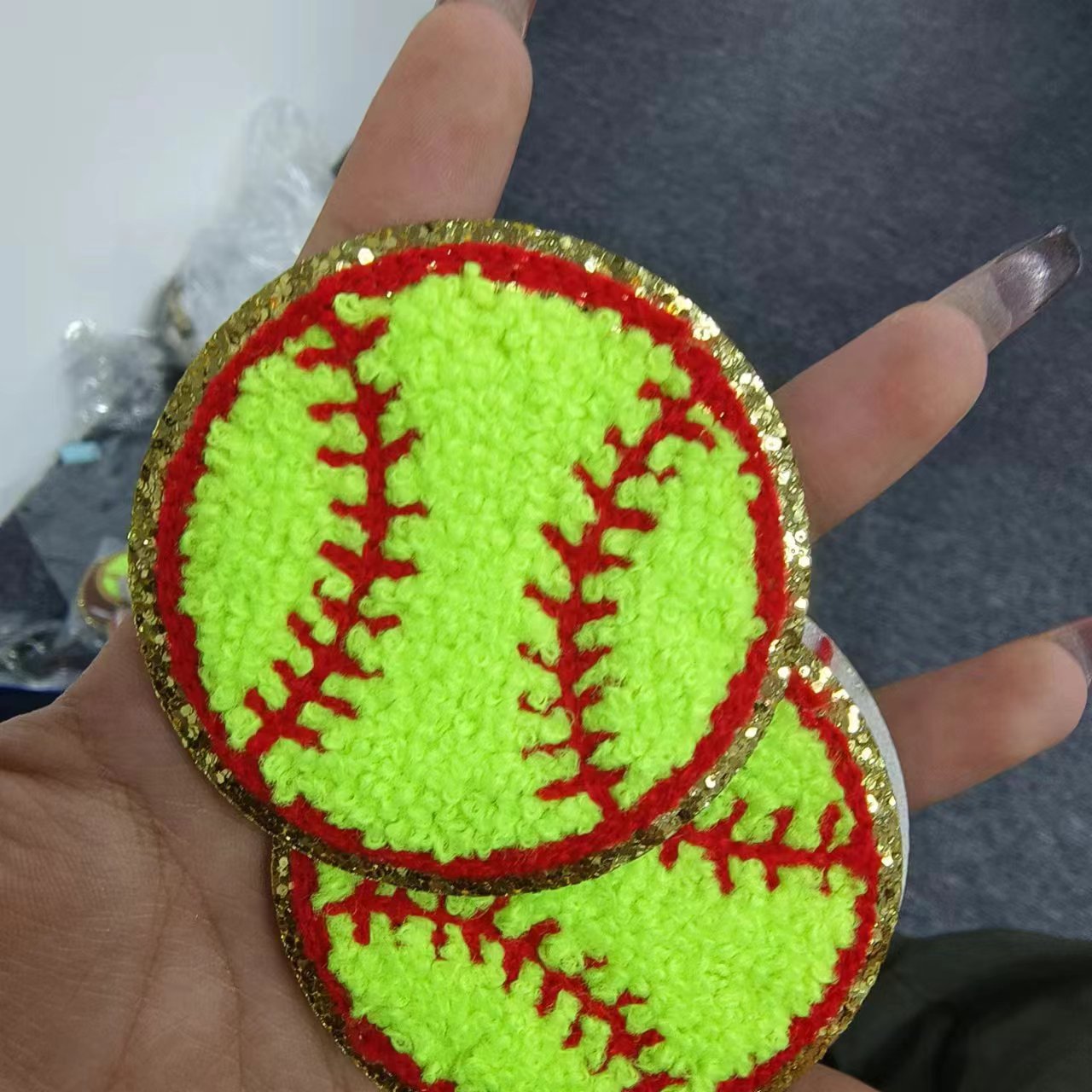 Wholesale Love Basketball Theme Patch Gold Edge Embroidered Iron On DIY Accessory For ets