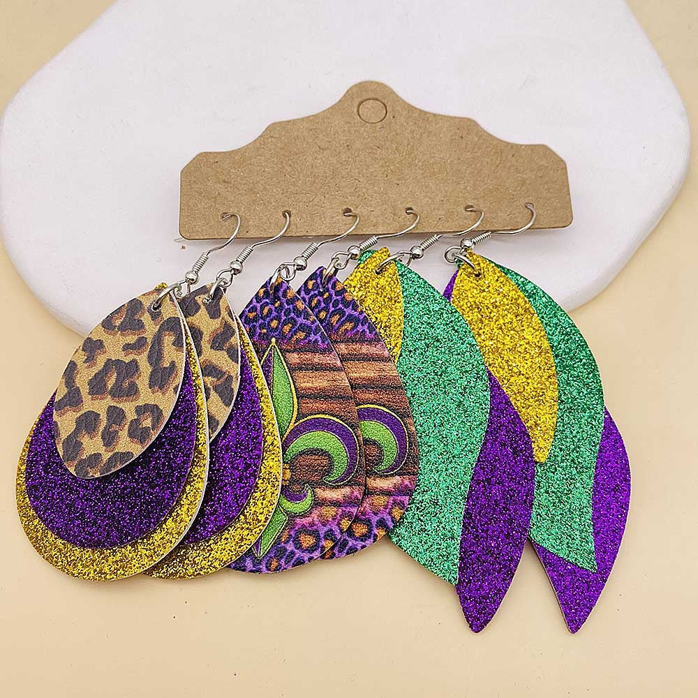 Pendientes al por mayor de cuero festivo de múltiples capas