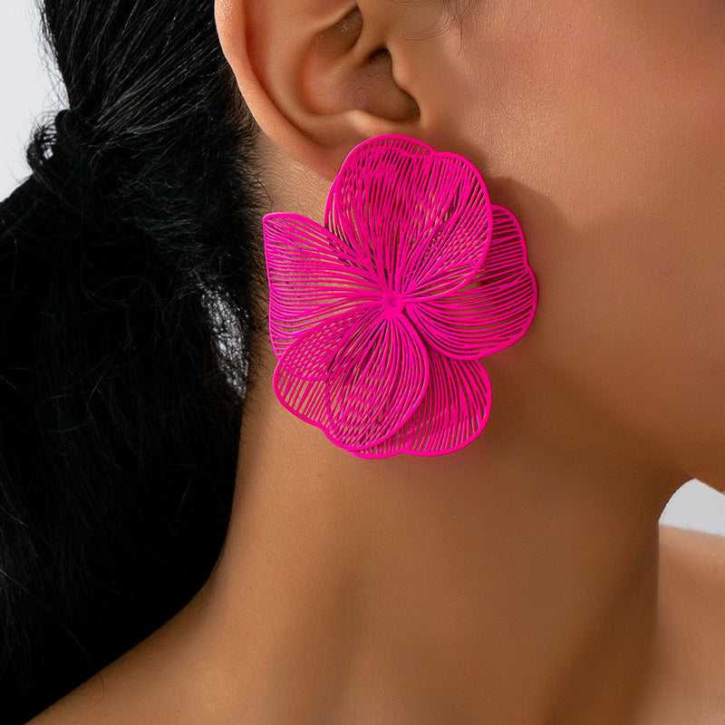Wholesale Trendy Floral Earrings Gold Alloy Women Spring Party Fashion Accessory