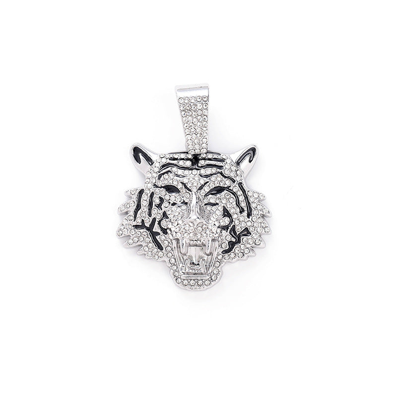 Wholesale 3D Diamond Tiger Pendant Hip-hop Men's Cuban Necklace