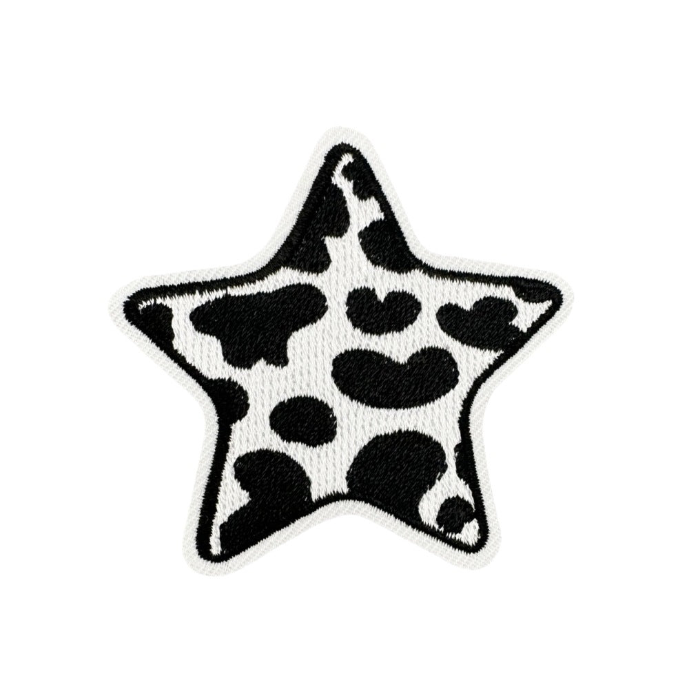 Wholesale Trendy Cow Embroidery Patch Cute Black White Cartoon Design With Lightning Heart For Clothing And DIY Craft Supply