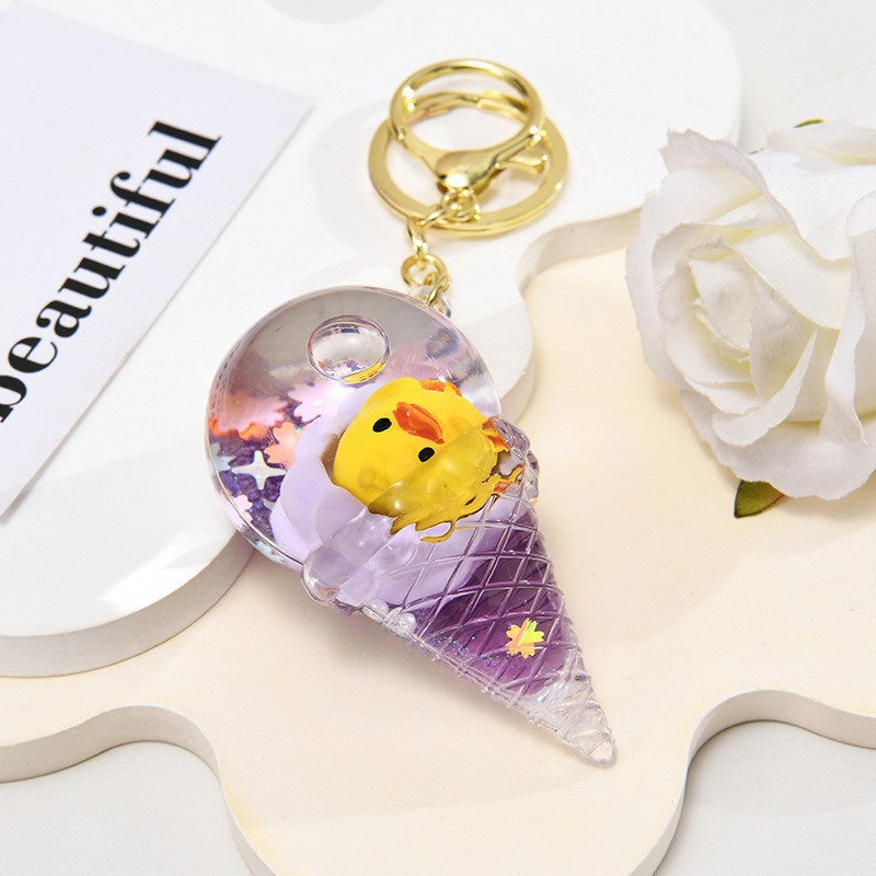 Wholesale Acrylic Ice Cream Crystal Ball Sand Flow Keychain