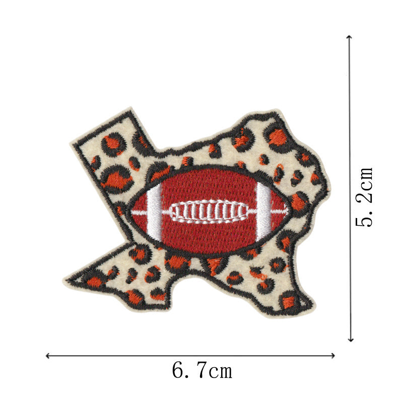 Wholesale Decorative Cartoon Football Leopard Embroidered Iron On Patches Set Of 9 For Towel Cap DIY