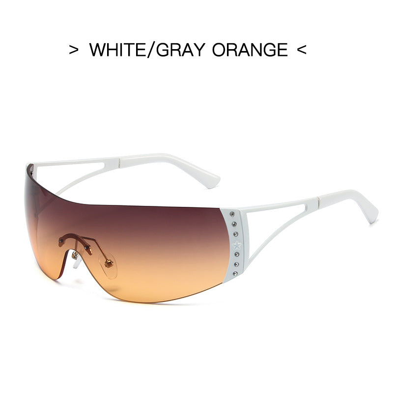 Gafas de sol de PC de diamante de marco grande al por mayor