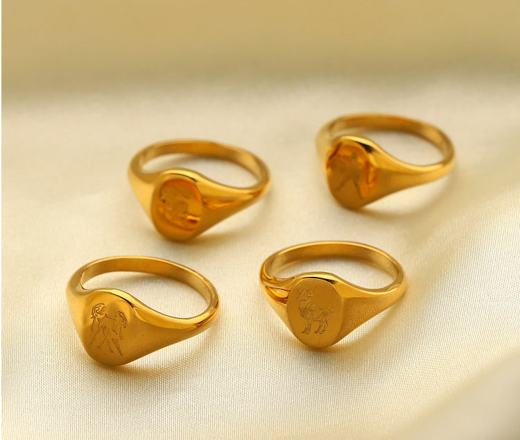 Wholesale Stainless Steel 18k Gold-plated Constellation Men's Medallion Ring